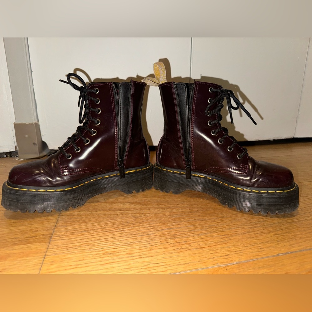Dr Martens Burgundy Leather Combat Boots